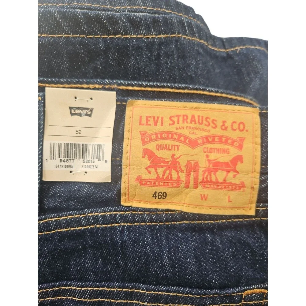 New Levi's 469 Denim Shorts 52X12 Dark Wash Blue Loose Fit JORTS Levis Jeans Big